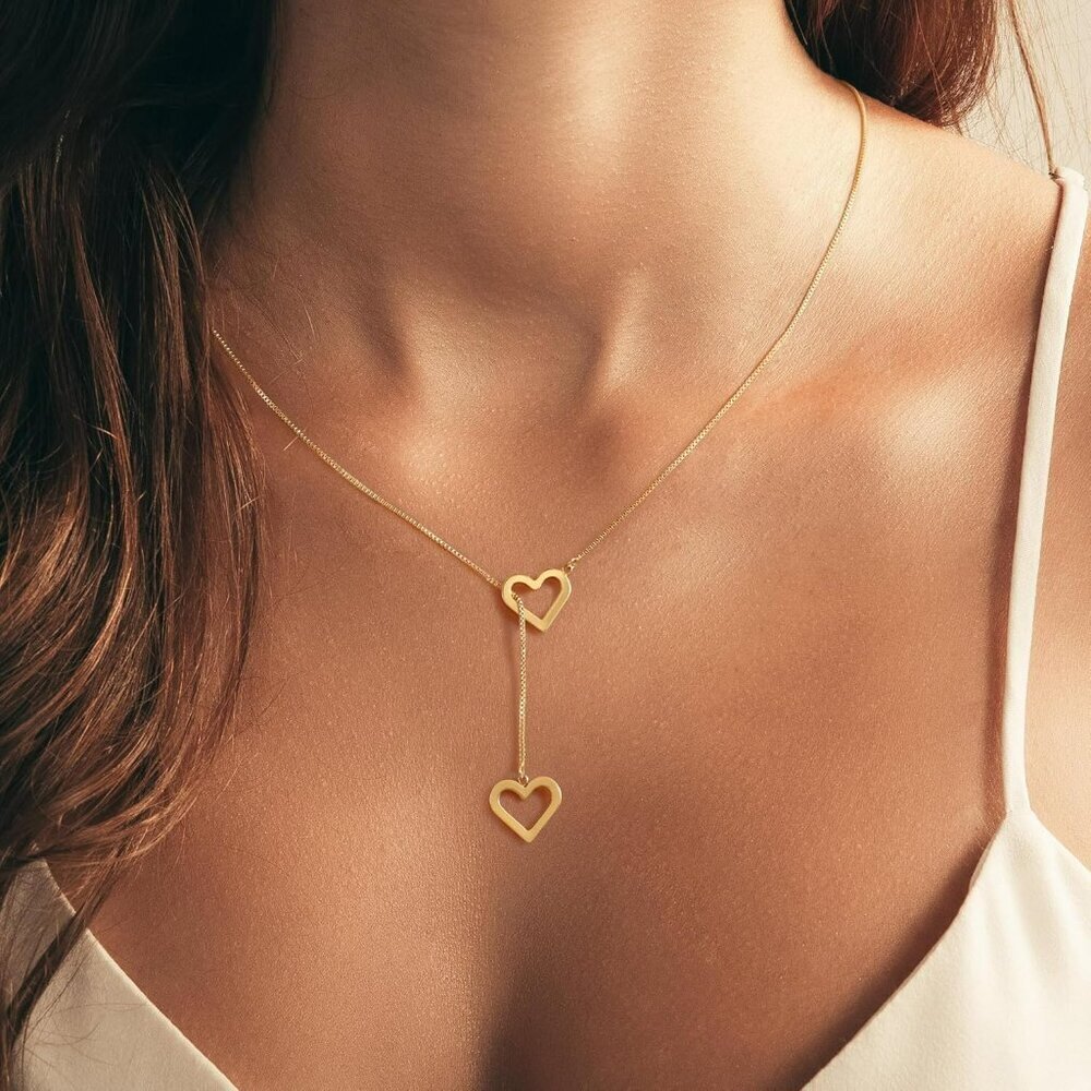 Cute Heart Necklace Tiny 14k Gold Heart Pendant Choker Necklaces Small Gold Love - Picture 8 of 8